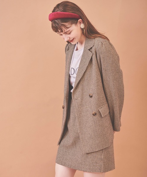 31 Sons de mode（トランテアン　ソン　ドゥ　モード）の「ベロアリボン台形チェックスカート（スカート・レディース・キャメル/ブラック×ホワイト・38/36）」の14枚目の写真