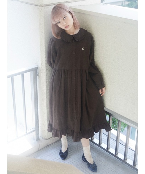 merry jenny（メリージェニー）の「フリルカラーbear刺繍ワンピース（ワンピース・レディース・オフホワイト/ブラック/ボルドー/ブラウン・FREE）」の11枚目の写真