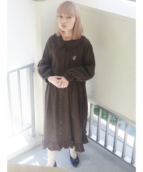merry jenny（メリージェニー）の「フリルカラーbear刺繍ワンピース（ワンピース・レディース・オフホワイト/ブラック/ボルドー/ブラウン・FREE）」の16枚目の写真