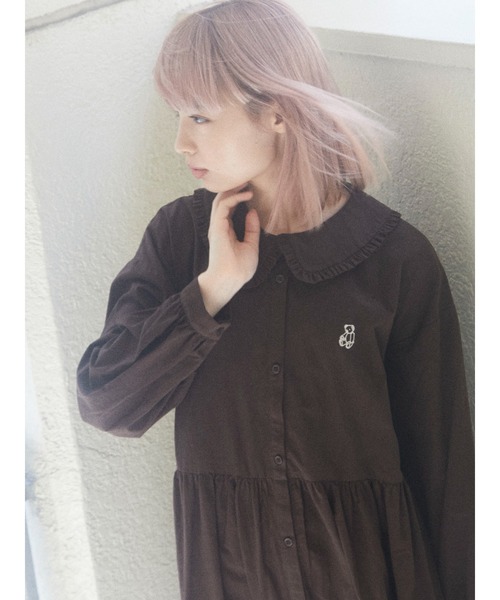 merry jenny（メリージェニー）の「フリルカラーbear刺繍ワンピース（ワンピース・レディース・オフホワイト/ブラック/ボルドー/ブラウン・FREE）」の6枚目の写真