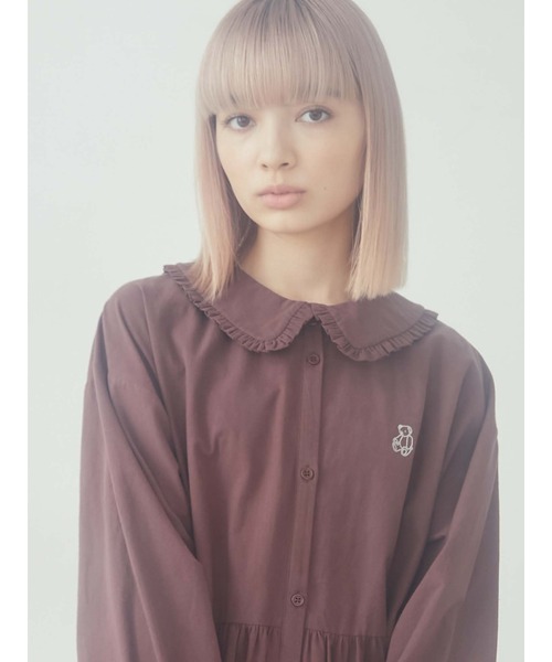 merry jenny（メリージェニー）の「フリルカラーbear刺繍ワンピース（ワンピース・レディース・オフホワイト/ブラック/ボルドー/ブラウン・FREE）」の8枚目の写真