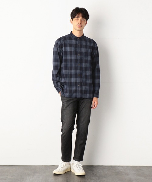 COMME CA COMMUNE(コムサコミューン)の「チェック柄 バンドカラーシャツ(シャツ/ブラウス・メンズ・ネイビー/グレー/モカ・MEDIUM/LARGE)」の11枚目の写真