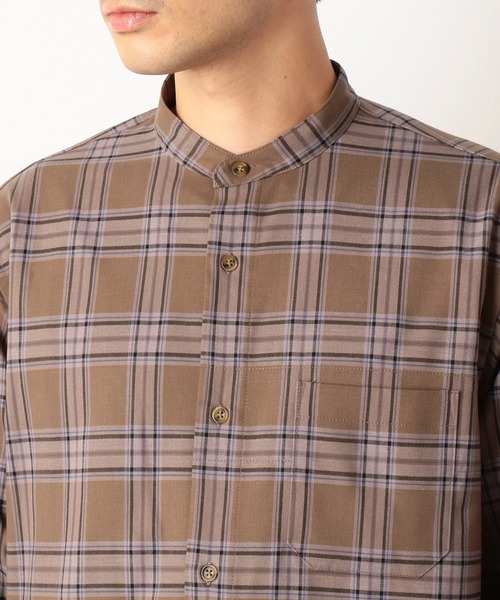 COMME CA COMMUNE(コムサコミューン)の「チェック柄 バンドカラーシャツ(シャツ/ブラウス・メンズ・ネイビー/グレー/モカ・MEDIUM/LARGE)」の10枚目の写真