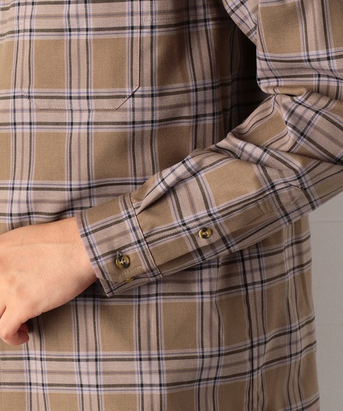 COMME CA COMMUNE(コムサコミューン)の「チェック柄 バンドカラーシャツ(シャツ/ブラウス・メンズ・ネイビー/グレー/モカ・MEDIUM/LARGE)」の7枚目の写真