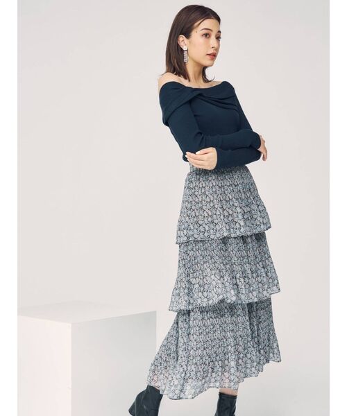 MERCURYDUO（マーキュリーデュオ）の「フラワープリーツティアードスカート（スカート・レディース・ピンク/ブルー・SMALL/MEDIUM）」の6枚目の写真