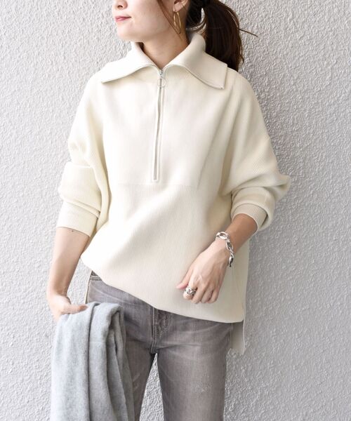 SHIPS(シップス)の「〈手洗い可能〉オープンジッププルオーバー◆(ニット/セーター・レディース・オフホワイト/ブラウン・ONE SIZE)」の15枚目の写真