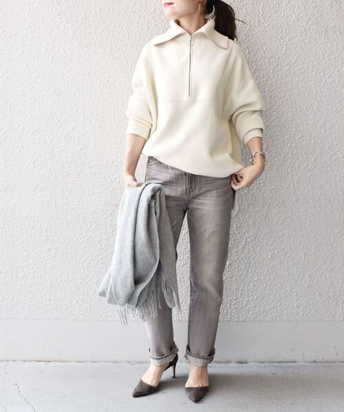 SHIPS(シップス)の「〈手洗い可能〉オープンジッププルオーバー◆(ニット/セーター・レディース・オフホワイト/ブラウン・ONE SIZE)」の12枚目の写真