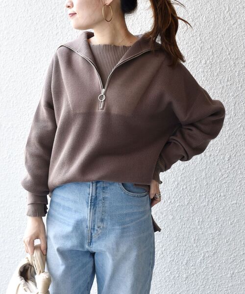 SHIPS(シップス)の「〈手洗い可能〉オープンジッププルオーバー◆(ニット/セーター・レディース・オフホワイト/ブラウン・ONE SIZE)」の18枚目の写真