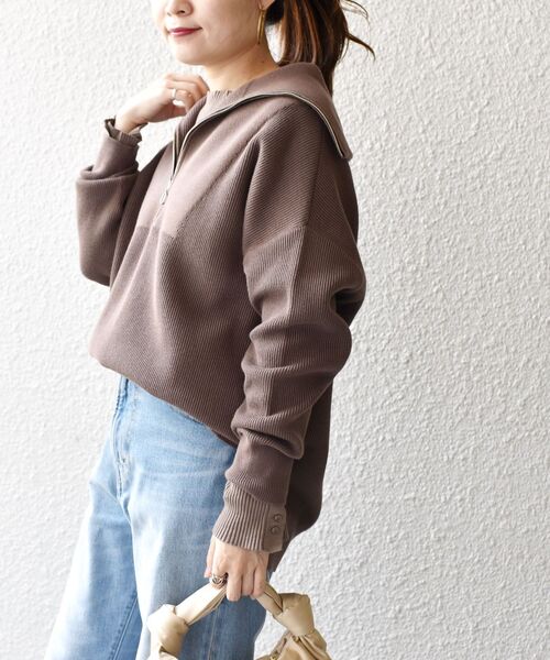 SHIPS(シップス)の「〈手洗い可能〉オープンジッププルオーバー◆(ニット/セーター・レディース・オフホワイト/ブラウン・ONE SIZE)」の16枚目の写真