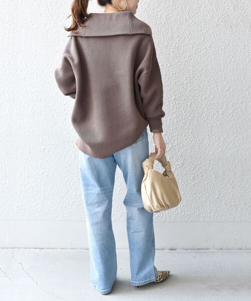 SHIPS(シップス)の「〈手洗い可能〉オープンジッププルオーバー◆(ニット/セーター・レディース・オフホワイト/ブラウン・ONE SIZE)」の10枚目の写真