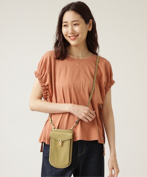 NATURAL BEAUTY BASIC（ナチュラルビューティーベーシック）の「フラップマルチスマホポシェット（ショルダーバッグ・レディース・ベージュ/ライトグリーン/オフホワイト/オレンジ・ﾌﾘ-）」の13枚目の写真