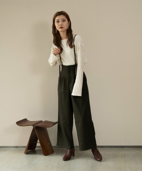 Amiur（エミレ）の「suspender wide pants（その他パンツ・レディース・ブラック/モスグリーン/モカ・M/S）」の12枚目の写真