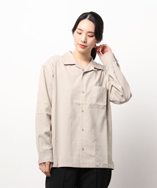 koe(コエ)の「ポリトロオープンカラー長袖シャツ*(シャツ/ブラウス・レディース・ライトグレー/ブラック/ライトベージュ・L/M)」の21枚目の写真