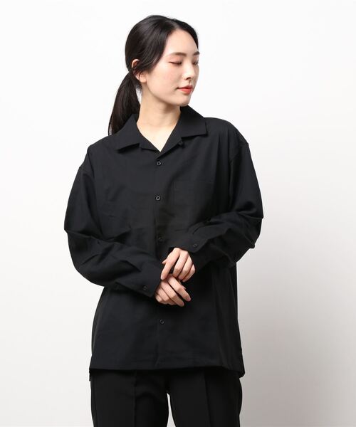 koe(コエ)の「ポリトロオープンカラー長袖シャツ*(シャツ/ブラウス・レディース・ライトグレー/ブラック/ライトベージュ・L/M)」の22枚目の写真