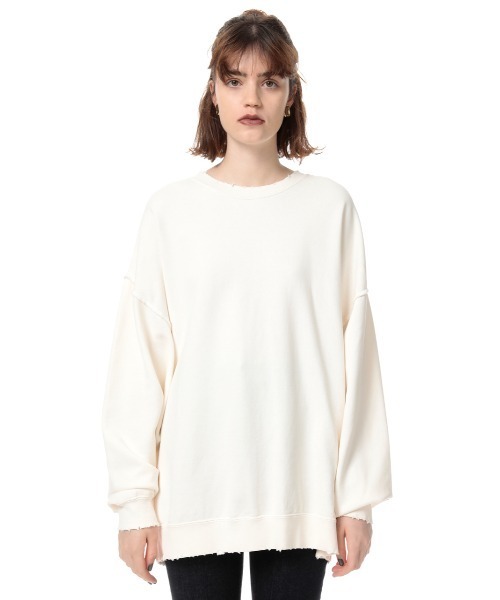 SLY(スライ)の「OVER DAMAGE SW TOPS オーバー ダメージ スウェット(スウェット・レディース・ブラック/ホワイト・FREE)」の5枚目の写真