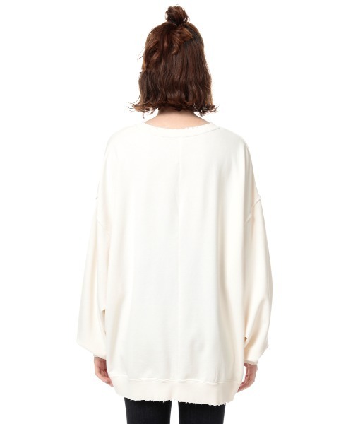 SLY(スライ)の「OVER DAMAGE SW TOPS オーバー ダメージ スウェット(スウェット・レディース・ブラック/ホワイト・FREE)」の7枚目の写真