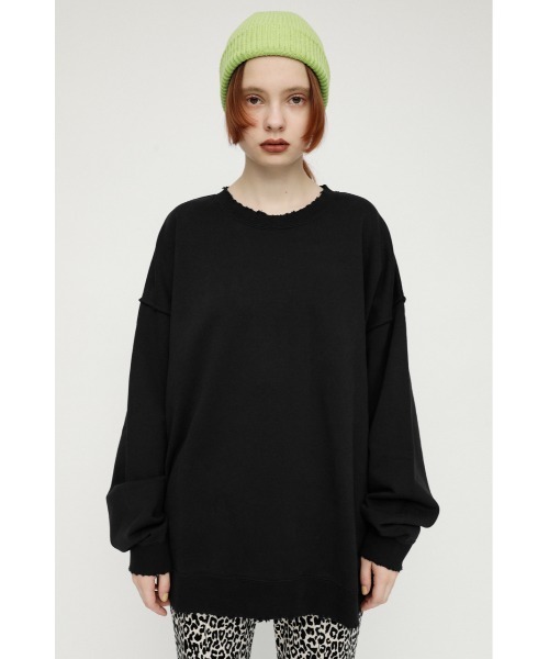 SLY(スライ)の「OVER DAMAGE SW TOPS オーバー ダメージ スウェット(スウェット・レディース・ブラック/ホワイト・FREE)」の14枚目の写真