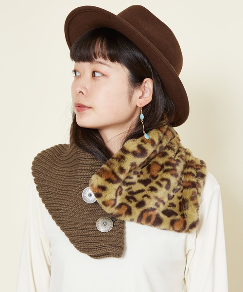 チャイハネ(チャイハネ)の「【チャイハネ】レオパード柄ノマドマフラー(マフラー・レディース・ブラウン/カーキ/ホワイト・FREE)」の3枚目の写真
