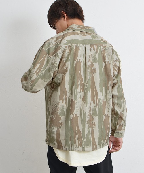 MinoriTY（マイノリティ）の「【MinoriTY】モダンアート柄レギュラーカラー長袖シャツ オーバーサイズ メンズ 迷彩 秋服 秋服（シャツ/ブラウス・メンズ・チャコール/ベージュ系その他・M/L）」の6枚目の写真