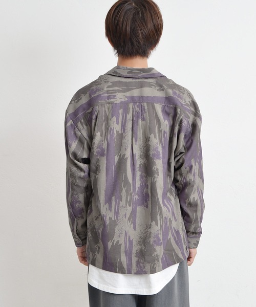 MinoriTY（マイノリティ）の「【MinoriTY】モダンアート柄レギュラーカラー長袖シャツ オーバーサイズ メンズ 迷彩 秋服 秋服（シャツ/ブラウス・メンズ・チャコール/ベージュ系その他・M/L）」の11枚目の写真