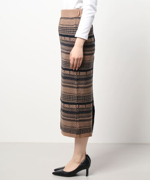 PICCIN（ピッチン）の「【WEB限定】ジャガードボーダーニットスカート（スカート・レディース・ブラウン/ブラック・L/M）」の3枚目の写真