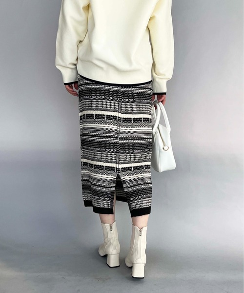 PICCIN（ピッチン）の「【WEB限定】ジャガードボーダーニットスカート（スカート・レディース・ブラウン/ブラック・L/M）」の7枚目の写真