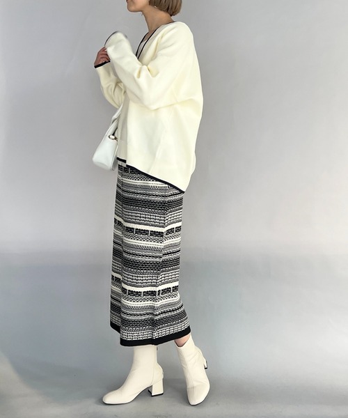 PICCIN（ピッチン）の「【WEB限定】ジャガードボーダーニットスカート（スカート・レディース・ブラウン/ブラック・L/M）」の9枚目の写真