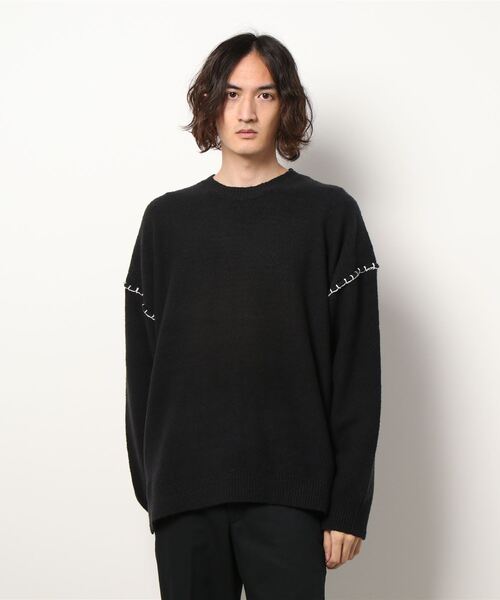 LOWRYS FARM(ローリーズファーム)の「ブランケットステッチニットクルーネック 229032(ニット/セーター・メンズ・ブラック/グレー・MEDIUM/LARGE)」の9枚目の写真
