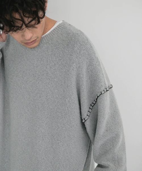 LOWRYS FARM(ローリーズファーム)の「ブランケットステッチニットクルーネック 229032(ニット/セーター・メンズ・ブラック/グレー・MEDIUM/LARGE)」の8枚目の写真
