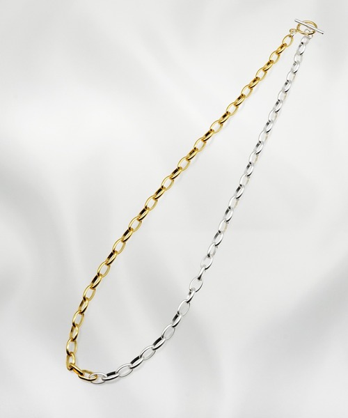 ISOLATION（アイソレーション）の「【ISOLATION / アイソレーション】silver925 Oval Chain Necklace/　オーバルチェーンネックレス（ネックレス・レディース・ゴールド/シルバー×ゴールド・43cm）」の6枚目の写真