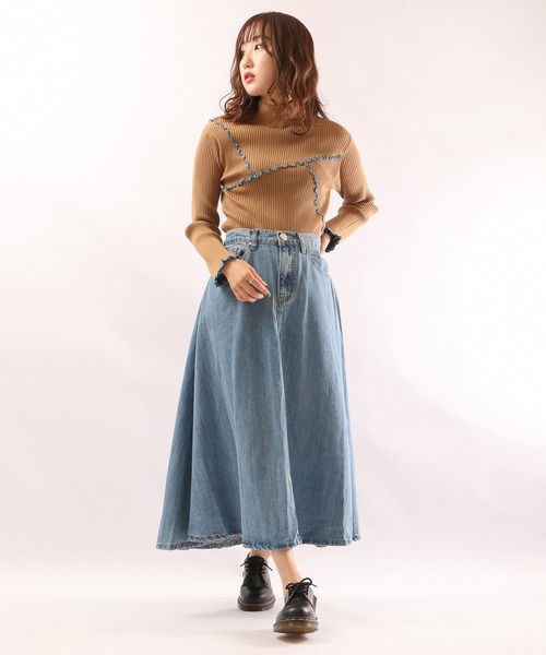 EACH.（イーチ）の「【EACH】MELLOW STITCH RIB KNIT PO リブニットハイネック（ニット/セーター・レディース・グリーン/ベージュ/ブラック・FREE）」の8枚目の写真