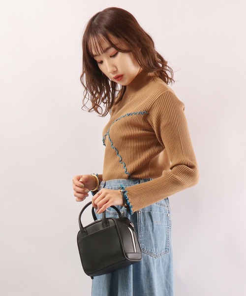 EACH.（イーチ）の「【EACH】MELLOW STITCH RIB KNIT PO リブニットハイネック（ニット/セーター・レディース・グリーン/ベージュ/ブラック・FREE）」の6枚目の写真