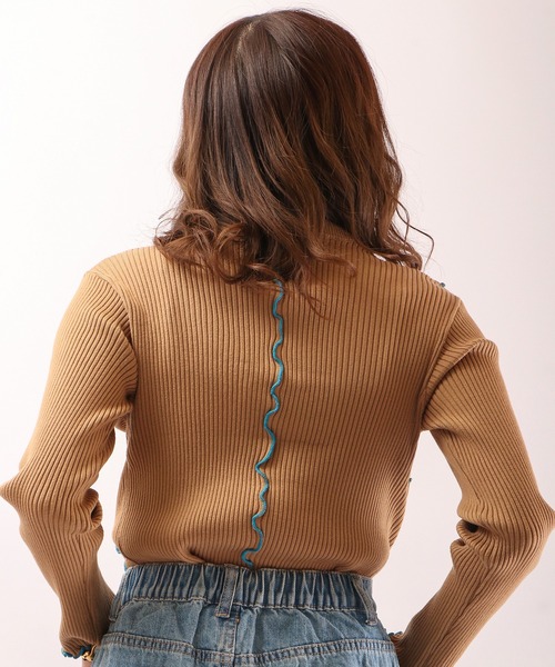 EACH.（イーチ）の「【EACH】MELLOW STITCH RIB KNIT PO リブニットハイネック（ニット/セーター・レディース・グリーン/ベージュ/ブラック・FREE）」の7枚目の写真
