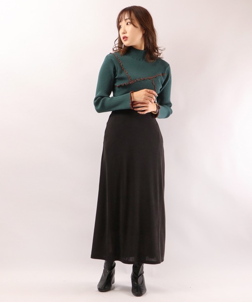 EACH.（イーチ）の「【EACH】MELLOW STITCH RIB KNIT PO リブニットハイネック（ニット/セーター・レディース・グリーン/ベージュ/ブラック・FREE）」の11枚目の写真