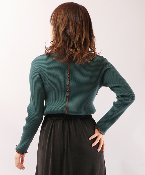 EACH.（イーチ）の「【EACH】MELLOW STITCH RIB KNIT PO リブニットハイネック（ニット/セーター・レディース・グリーン/ベージュ/ブラック・FREE）」の10枚目の写真
