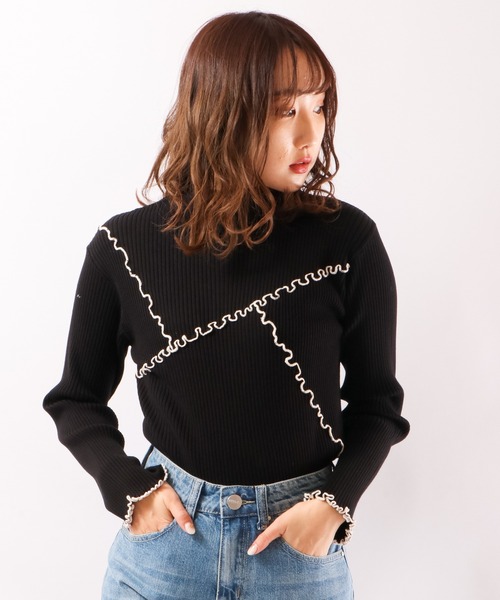 EACH.（イーチ）の「【EACH】MELLOW STITCH RIB KNIT PO リブニットハイネック（ニット/セーター・レディース・グリーン/ベージュ/ブラック・FREE）」の14枚目の写真