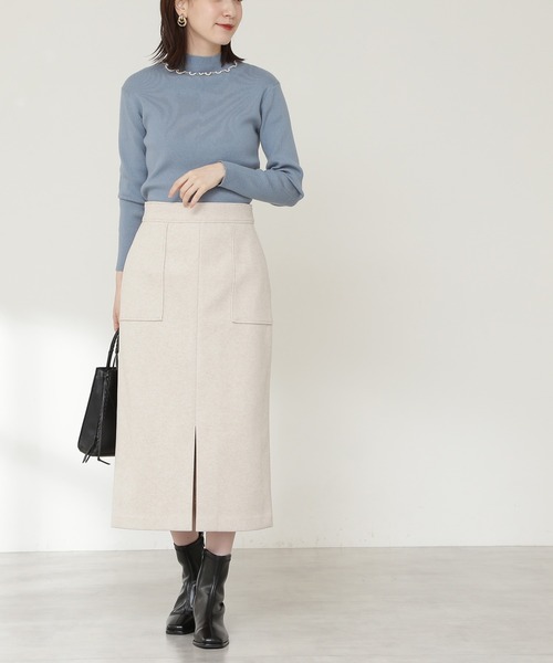 N.（N. Natural Beauty Basic）（エヌエヌナチュラルビューティーベーシック）の「【S Size Line】◆フロントスリットタイトスカート（スカート・レディース・モカ/ブルー/ナチュラル・SMALL/MEDIUM）」の2枚目の写真