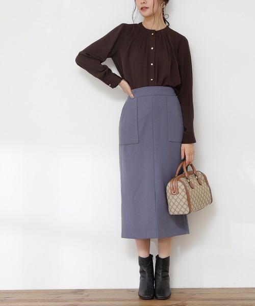 N.（N. Natural Beauty Basic）（エヌエヌナチュラルビューティーベーシック）の「【S Size Line】◆フロントスリットタイトスカート（スカート・レディース・モカ/ブルー/ナチュラル・SMALL/MEDIUM）」の3枚目の写真