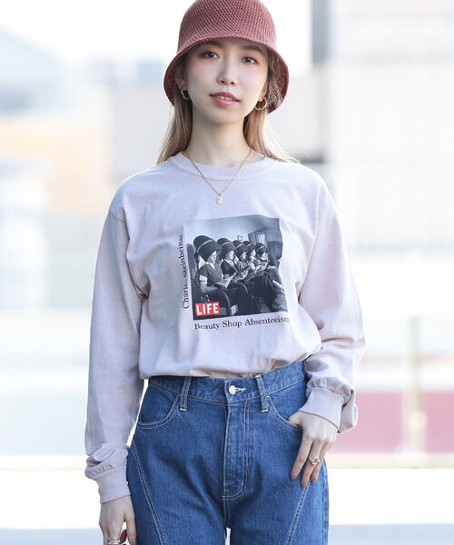 GOOD ROCK SPEED(グッドロックスピード)の「GOOD ROCK SPEED × Ray BEAMS / 別注 LIFE ロングスリーブ Tシャツ(Tシャツ/カットソー・レディース・ホワイト/ブラック/ベージュ・ONE SIZE)」の1枚目の写真