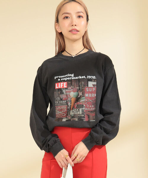 GOOD ROCK SPEED(グッドロックスピード)の「GOOD ROCK SPEED × Ray BEAMS / 別注 LIFE ロングスリーブ Tシャツ(Tシャツ/カットソー・レディース・ホワイト/ブラック/ベージュ・ONE SIZE)」の9枚目の写真