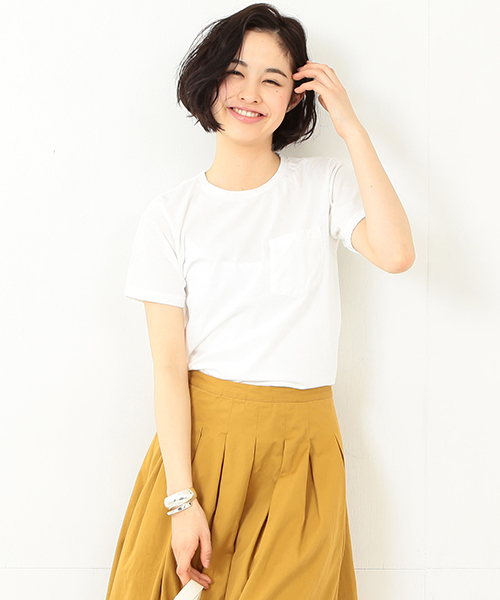 HANES(ヘインズ)の「HANES / POCKET-TEE(Tシャツ/カットソー・レディース・ホワイト/ブラック/ピンク/ネイビー・ONE SIZE)」の1枚目の写真