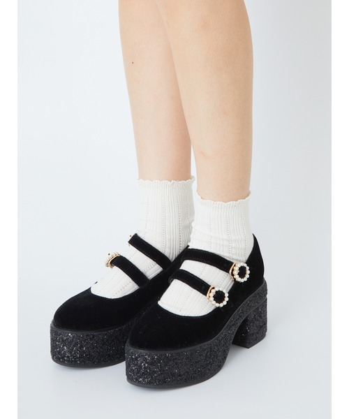 Ank Rouge(アンクルージュ)の「パールバックルWベルト厚底シューズ(その他シューズ・レディース・ブラック/ピンク・M/L)」の3枚目の写真