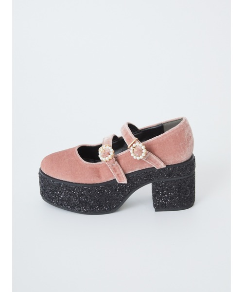 Ank Rouge(アンクルージュ)の「パールバックルWベルト厚底シューズ(その他シューズ・レディース・ブラック/ピンク・M/L)」の5枚目の写真