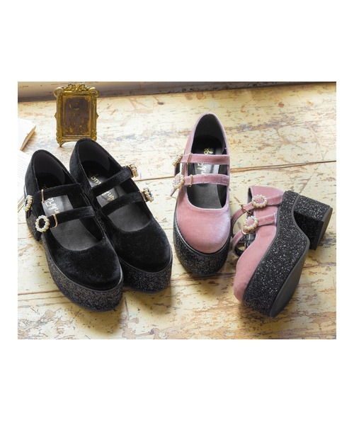 Ank Rouge(アンクルージュ)の「パールバックルWベルト厚底シューズ(その他シューズ・レディース・ブラック/ピンク・M/L)」の9枚目の写真