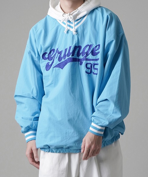 SPINNS（スピンズ）の「【ビッグシルエット】GRUNGE 95リブライン ナイロンプルオーバートップス（その他トップス・メンズ・ホワイト/サックスブルー/イエロー/グリーン/ロイヤルブルー・ONESIZE）」の3枚目の写真