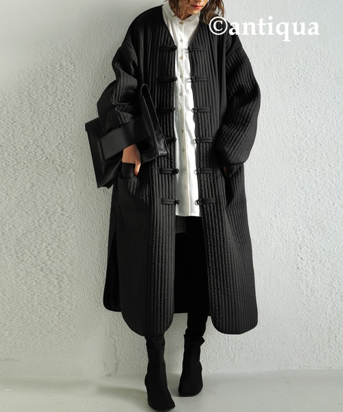 ノーカラーチャイナコート（ダウンジャケット/コート）｜antiqua