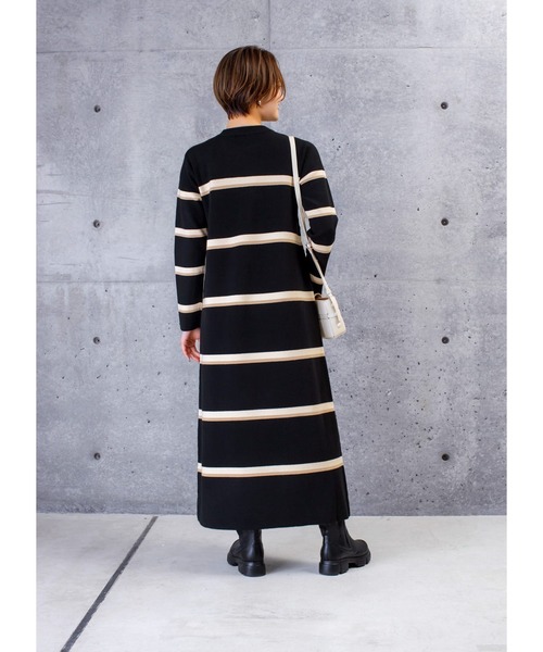 STYLE DELI(スタイルデリ)の「ボーダーニットワンピース(ワンピース・レディース・ブラック/ダークグリーン・01/02)」の18枚目の写真