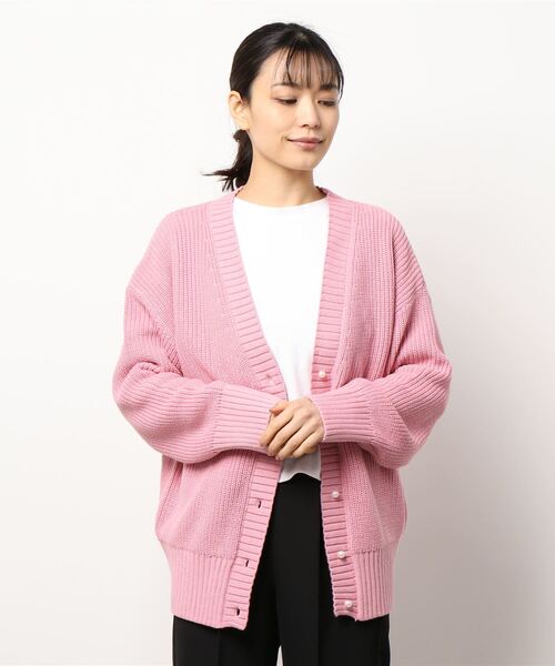 AMERICAN HOLIC(アメリカンホリック)の「パールボタン片畦ニットカーディガン(カーディガン/ボレロ・レディース・ピンク/ブルー・L/M)」の6枚目の写真