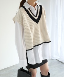 andme | ショート丈チルデンニットベスト(ベスト)