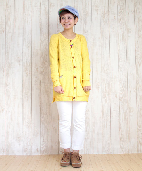 チチカカ（チチカカ）の「スラブチロリー　ロングカーディガン　　　　（カーディガン/ボレロ・レディース・イエロー/グリーン/グレー/ブラック・MEDIUM/LARGE）」の7枚目の写真